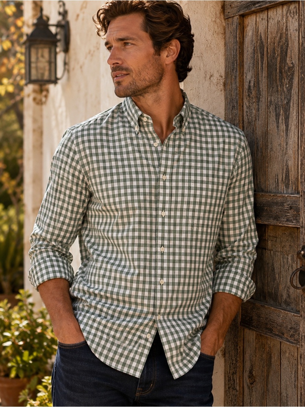 Brooks Brothers Regent Green White Gingham Supima Cotton Shirt XL